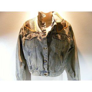 Outerbliss Woman's Snakeskin Denim Jacket Size LG